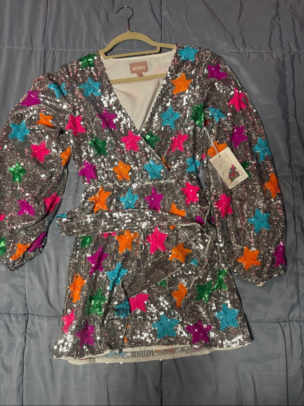Show Me Your MuMu Wear Me Out Silver Sequin Star Dress